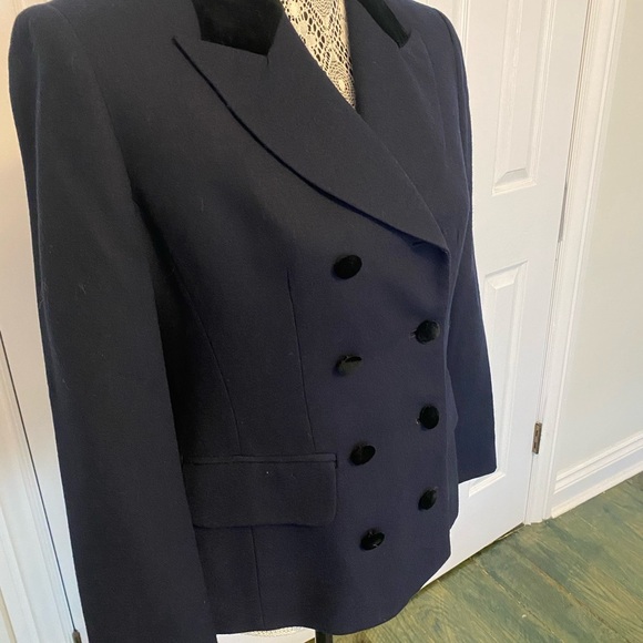 Jones New York virgin wool & velvet Women's Double-Breasted blazer 6 petite - Picture 4 of 11